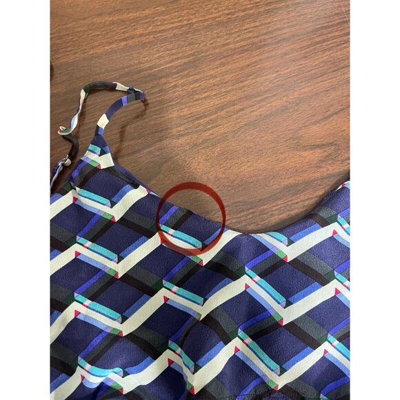 RIELEY Women's Small Geometric Print Mini Dress 100% Silk Polyester Lining READ - Picture 16 of 16